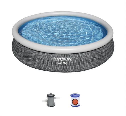 Piscina Bestway Redonda Fácil Armado FastSet con Filtro Gris 3.66MX76cm